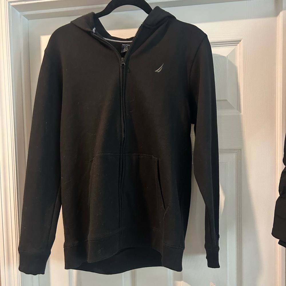 NWT Nautica Women’s Black Zip-Up Sweater With Pockets Size Large 14/16